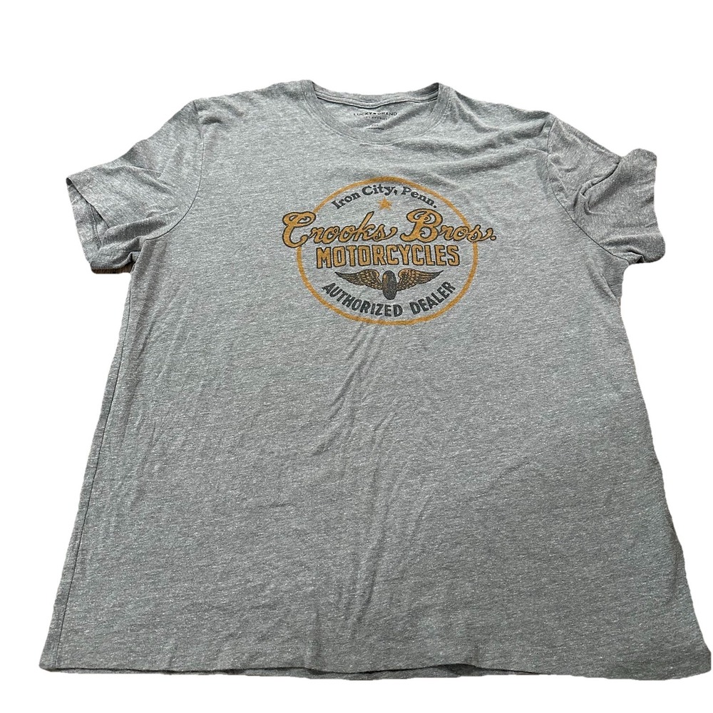 Lucky Brand Motorcycle T Shirt Crooks Bros Iron City Mens XXL Biker Tee